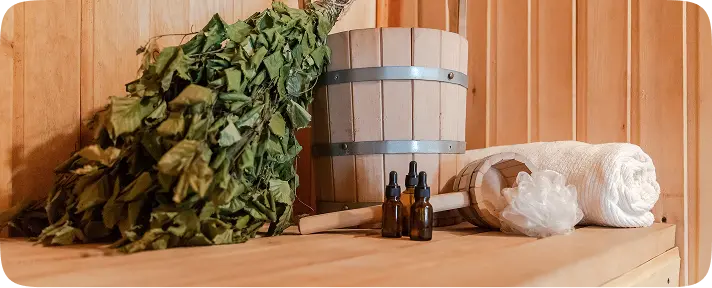 Sauna accessories with herbs